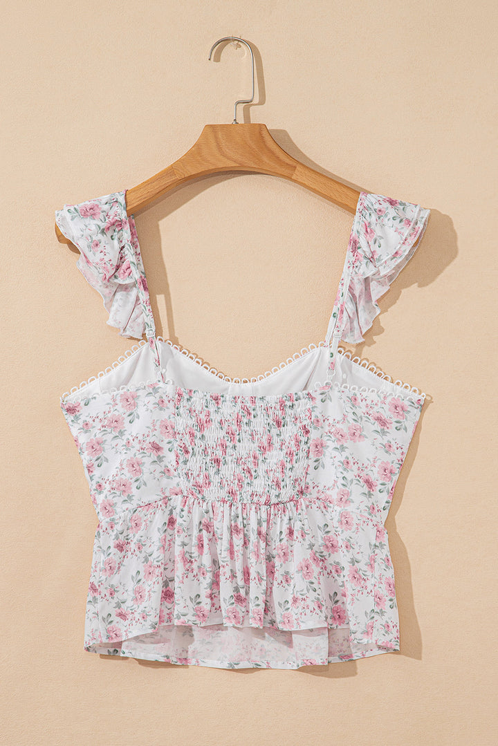 floral flutter peplum tank top