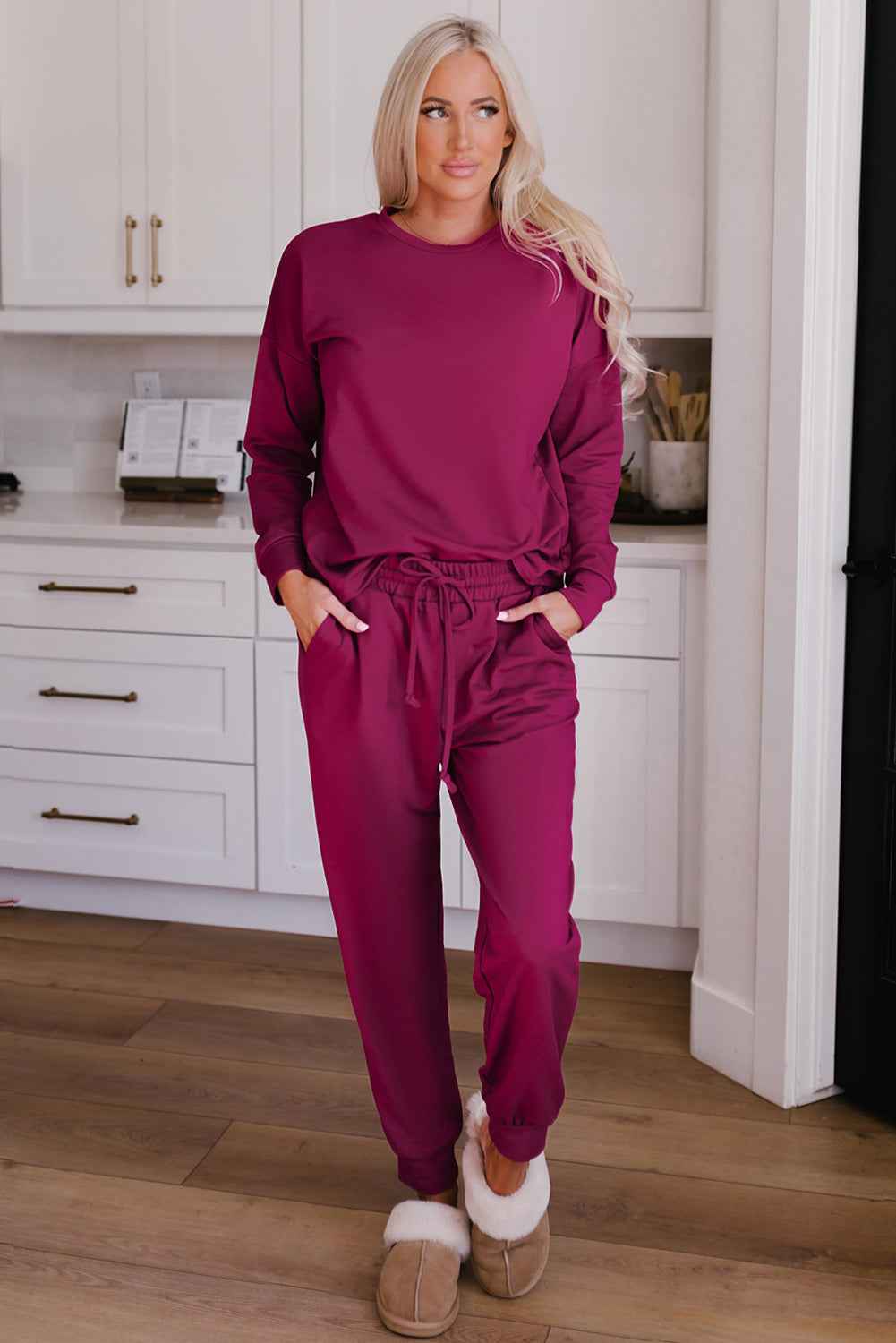 long sleeve pullover and jogger pants lounge set 1