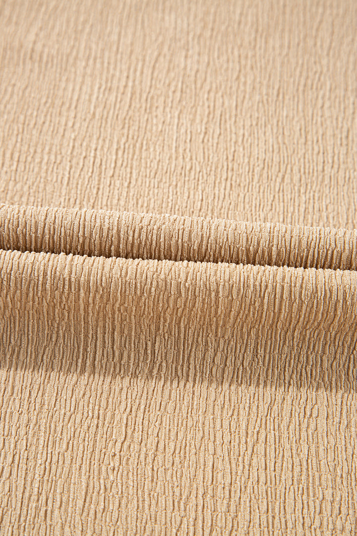 Ruffled Tiered Sleeve Square Neck Textured Top