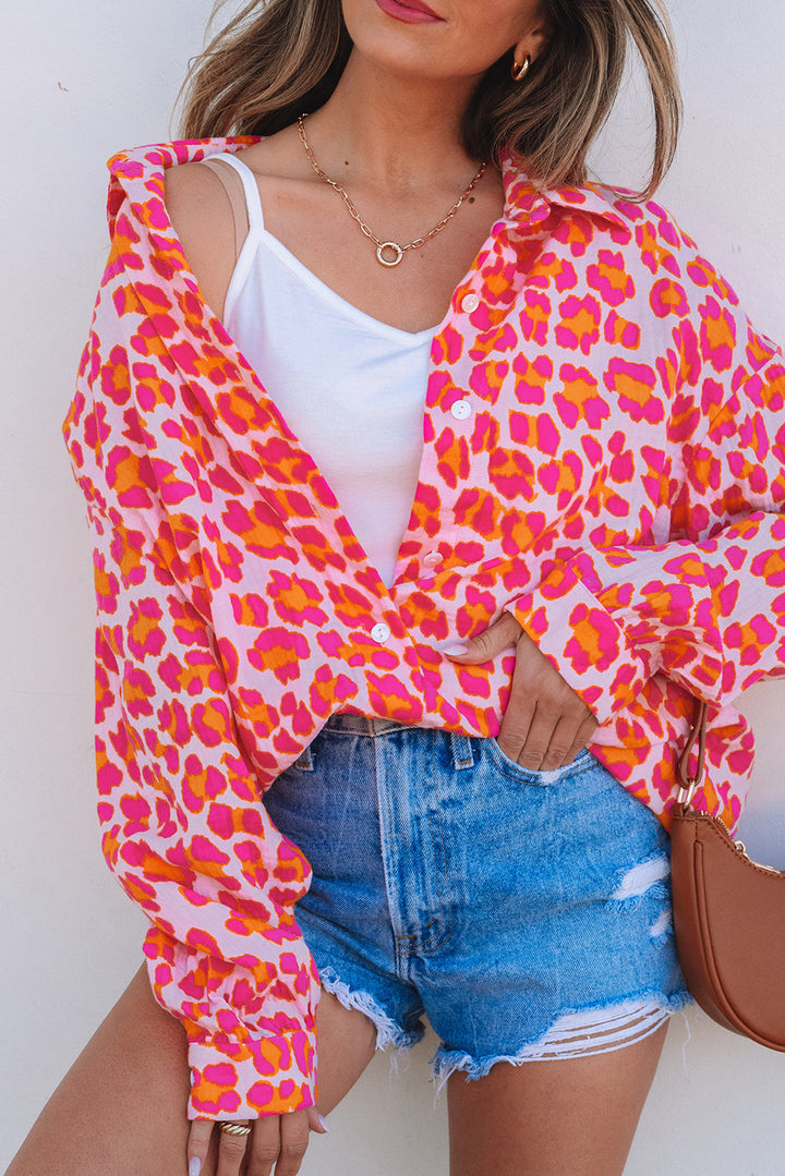 Leopard Printed Button Up Loose Shirt