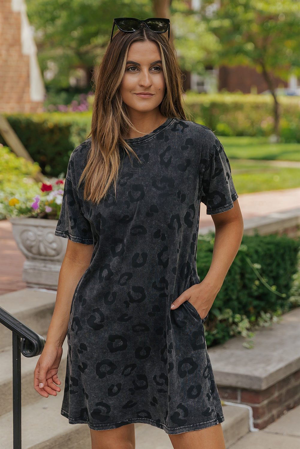 vintage t shirt dress Washed Leopard T-Shirt with Pockets – ModeShe Its the dress you Embellished Draped Strapless A-Line 4thofJulySale2023 Count:3-Pack