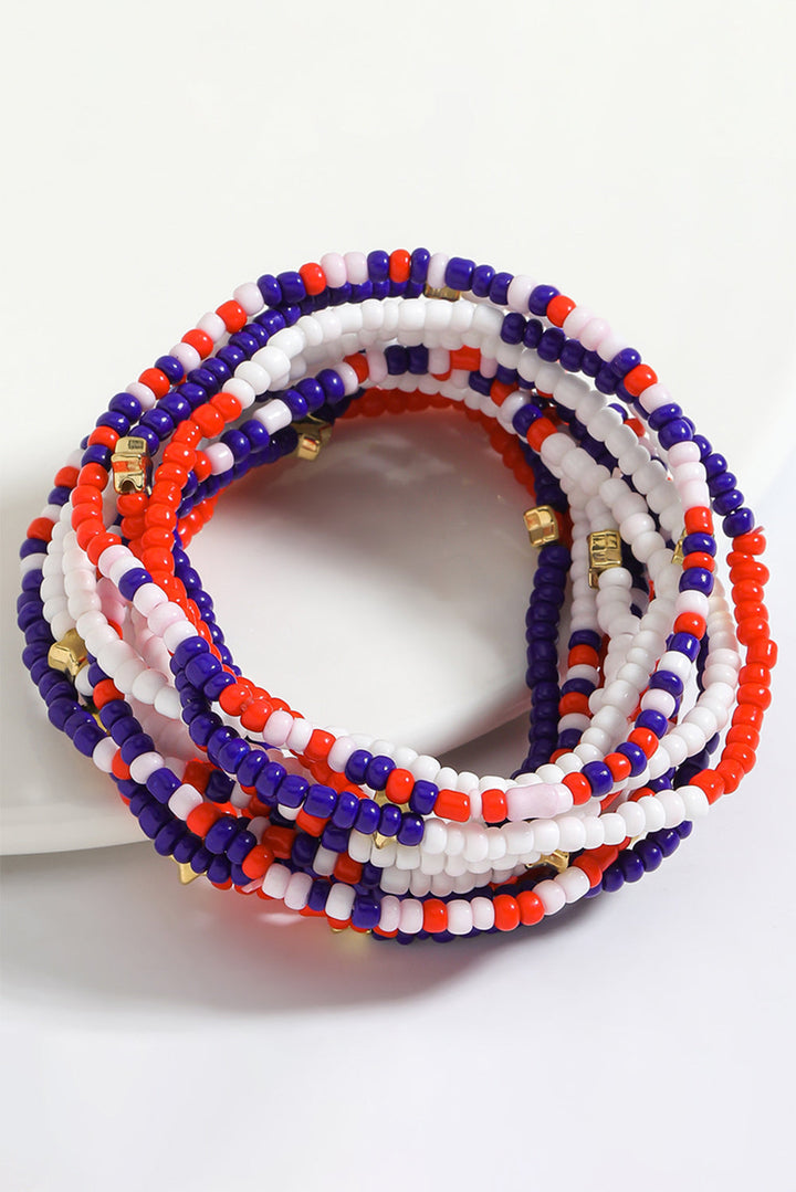 Mehrlagiges Armband-Set mit Perlen und Stern mit amerikanischer Flagge