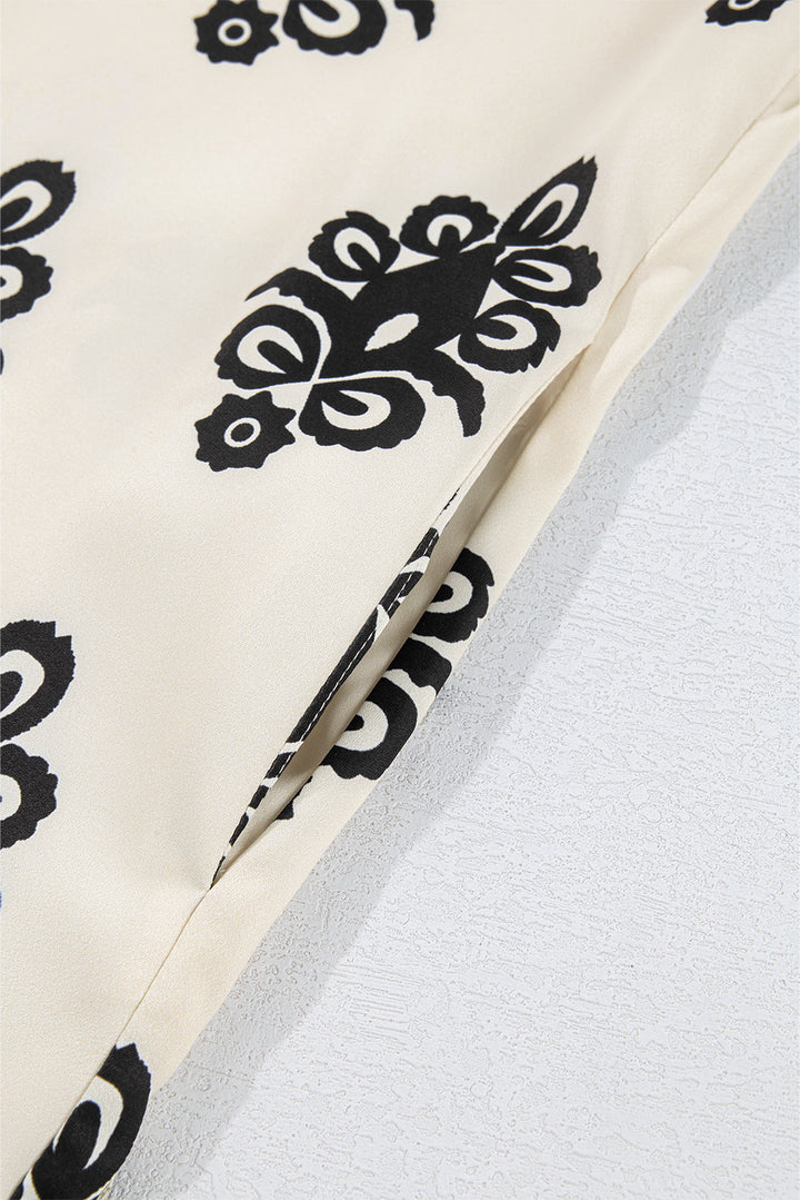 Geometric Printed Sleeveless Hollowed Bowknot Back Mini Dress