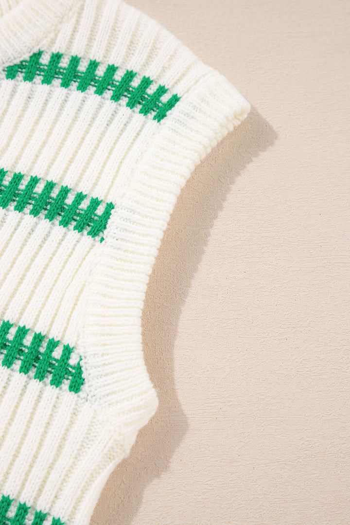 striped round neck casual sweater vest