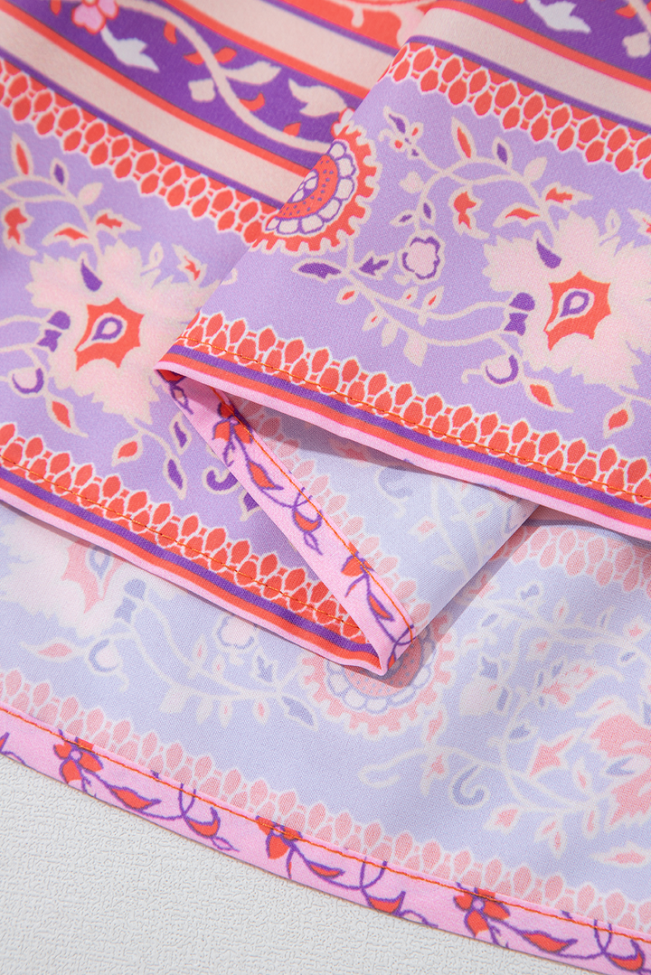 Floral Print Tasseled Tied Sleeve Empire Waist Maxi Dress