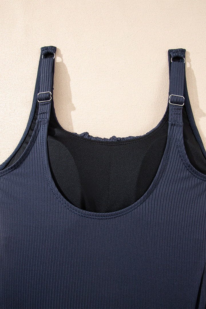 ruched u neck ribbed tankini