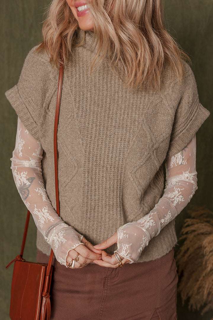 Textured Knit High Neck Sweater T Shirt