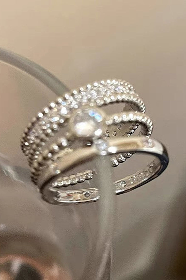 3 Stücke Ring Set mit Strasssteinen und Legierung