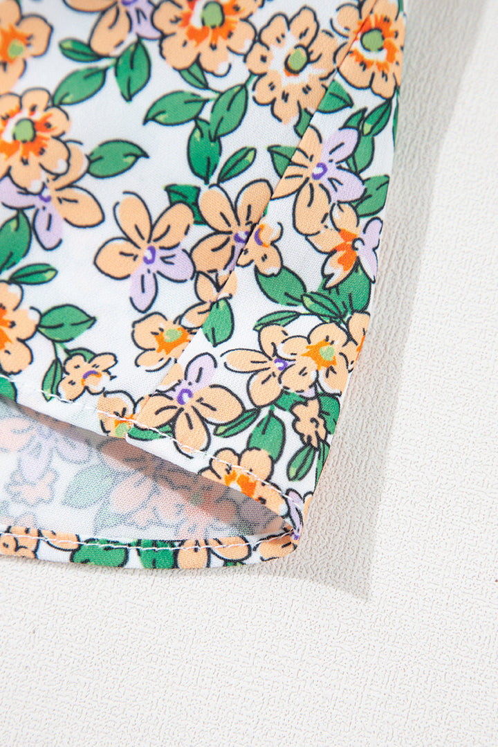 boho floral spaghetti strap ruffle summer tank top