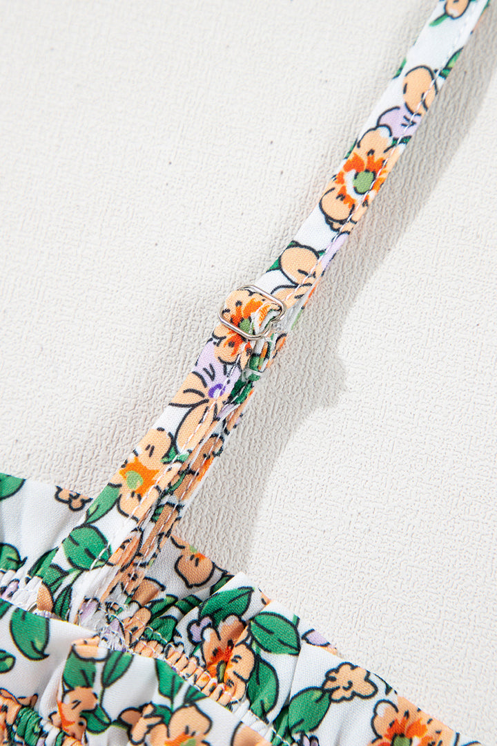 boho floral spaghetti strap ruffle summer tank top