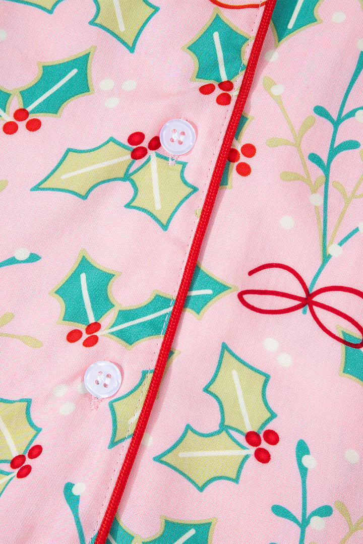 floral christmas pajamas set