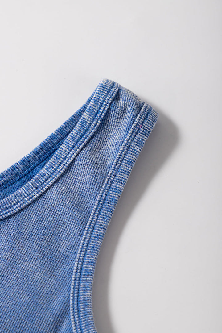 mineral wash ribbed notch neck tank top