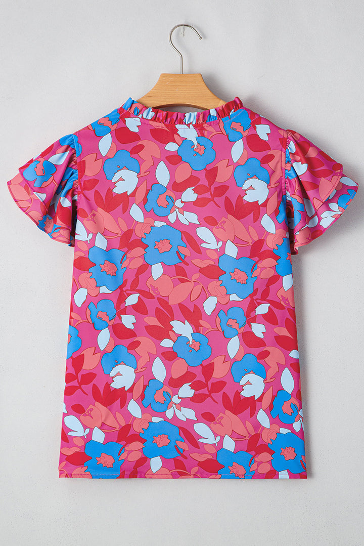 Ruffled Sleeve Floral Blouse