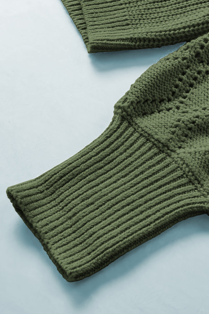 Bishop Sleeve Button V Neck Cardigan Sweater