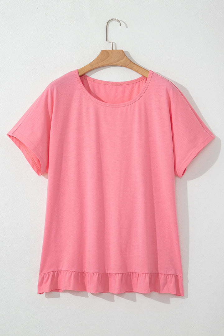 frilled hem loose t shirt