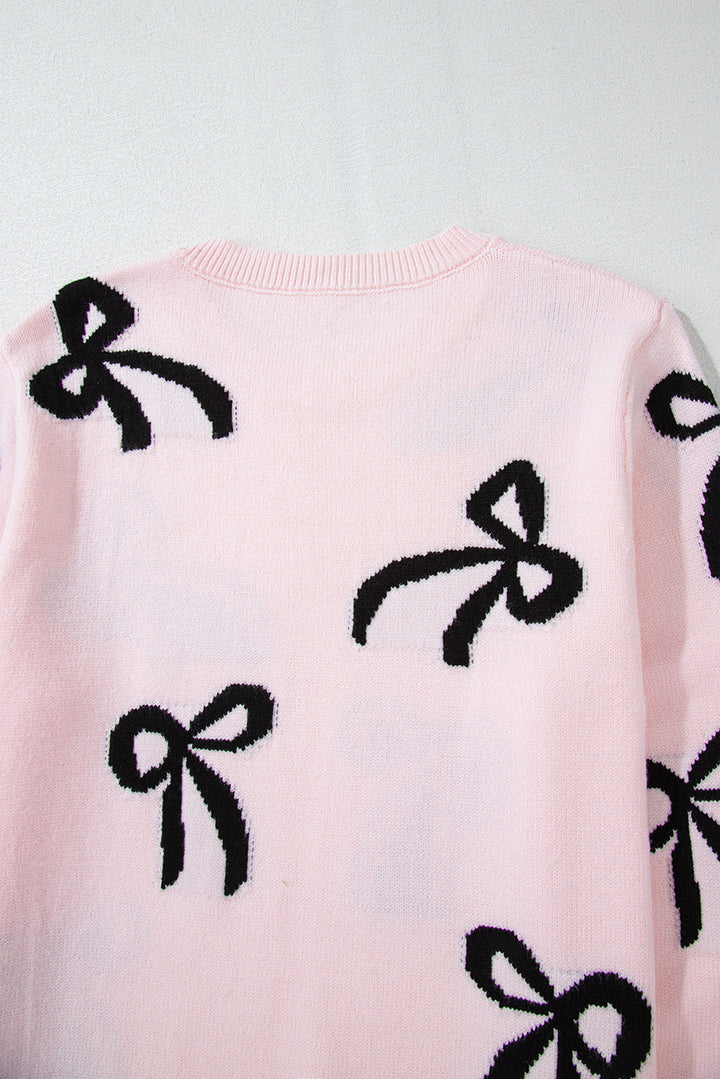 Bow Pattern Knitted Loose Fit Sweater