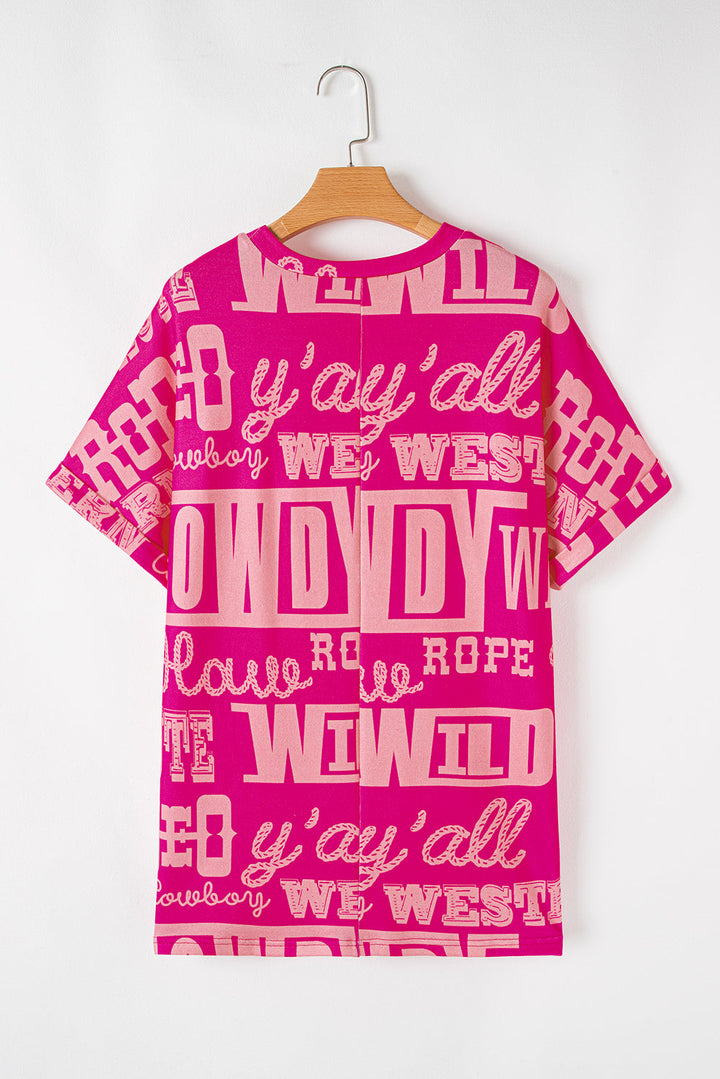 howdy cowboy letter printed western fashion tee