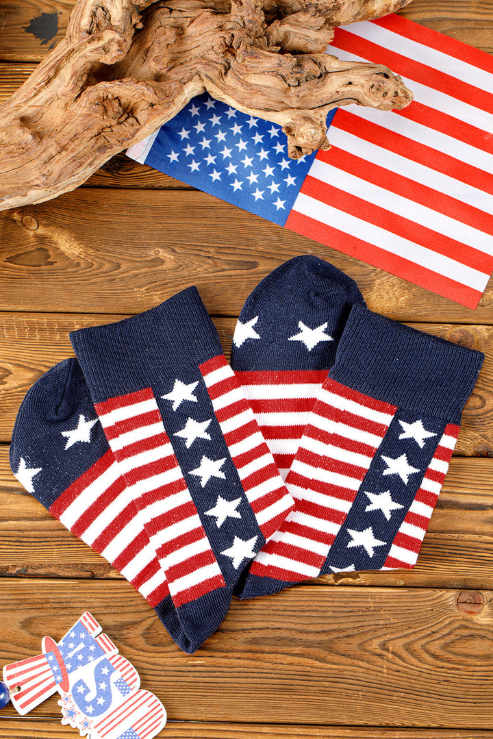 Crew-Socken mit Streifen und Sternen im amerikanischen Stil