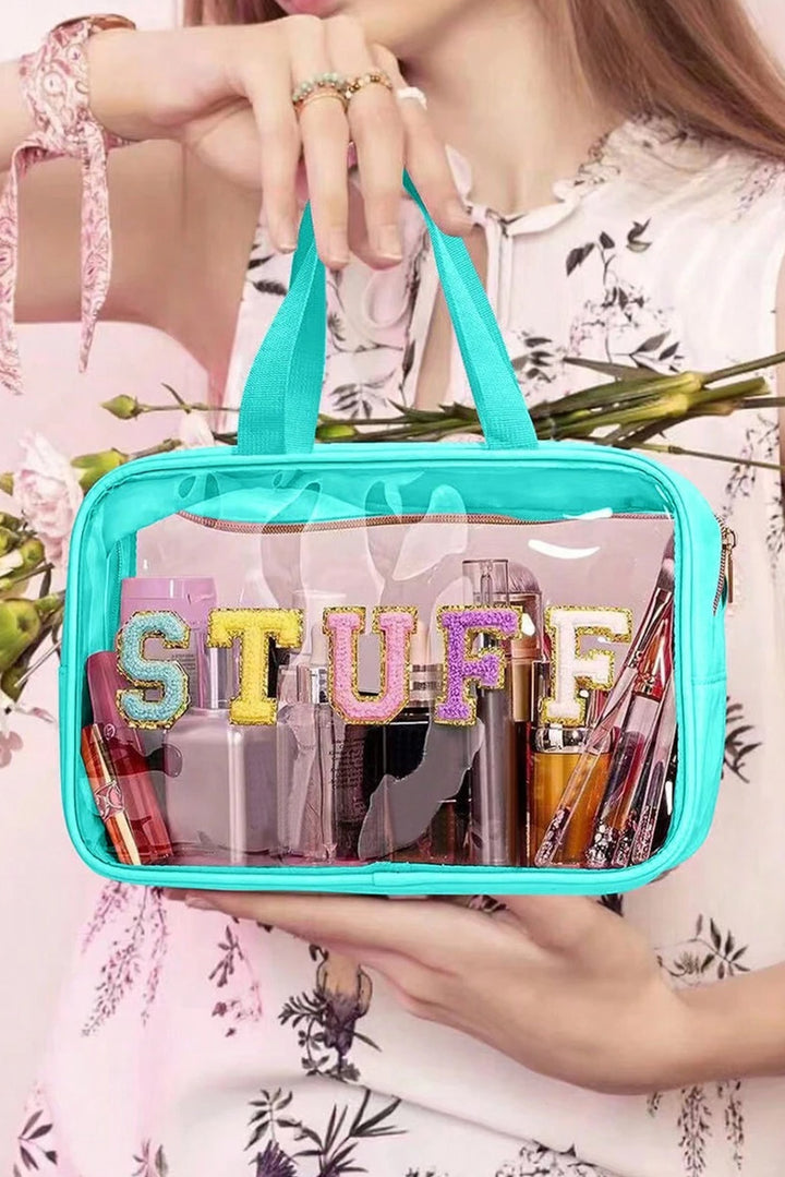 Trousse de maquillage transparente en chenille pailletée STUFF