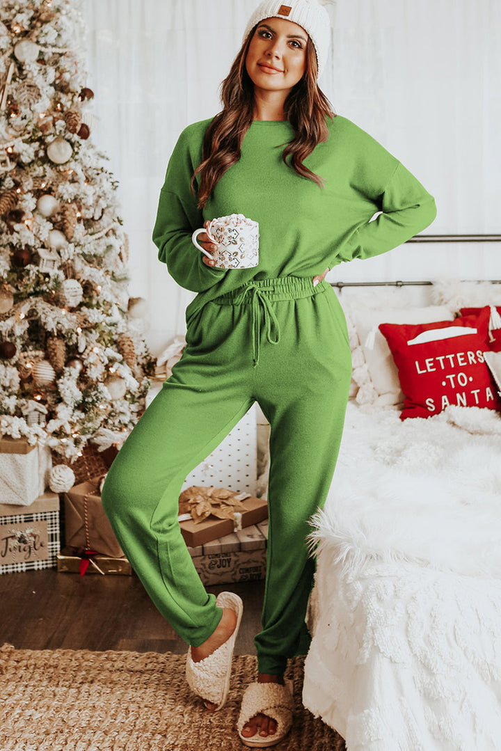long sleeve pullover and jogger pants lounge set