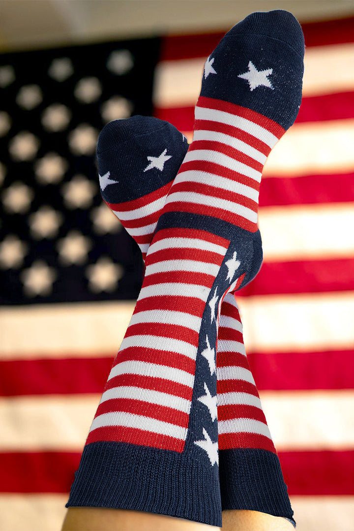 Crew-Socken mit Streifen und Sternen im amerikanischen Stil
