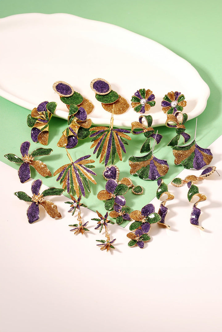 3D Mardi Gras Schleife schillernde Ohrringe