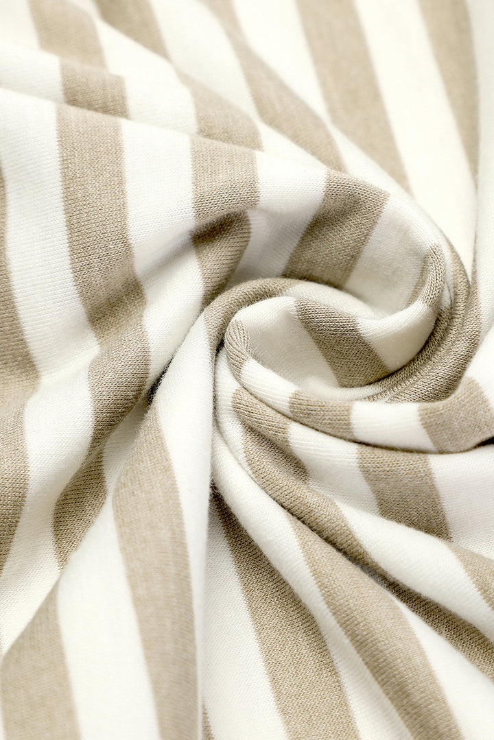 Stripe Short Sleeve Belted Wrapped Hemline T-Shirt Dress