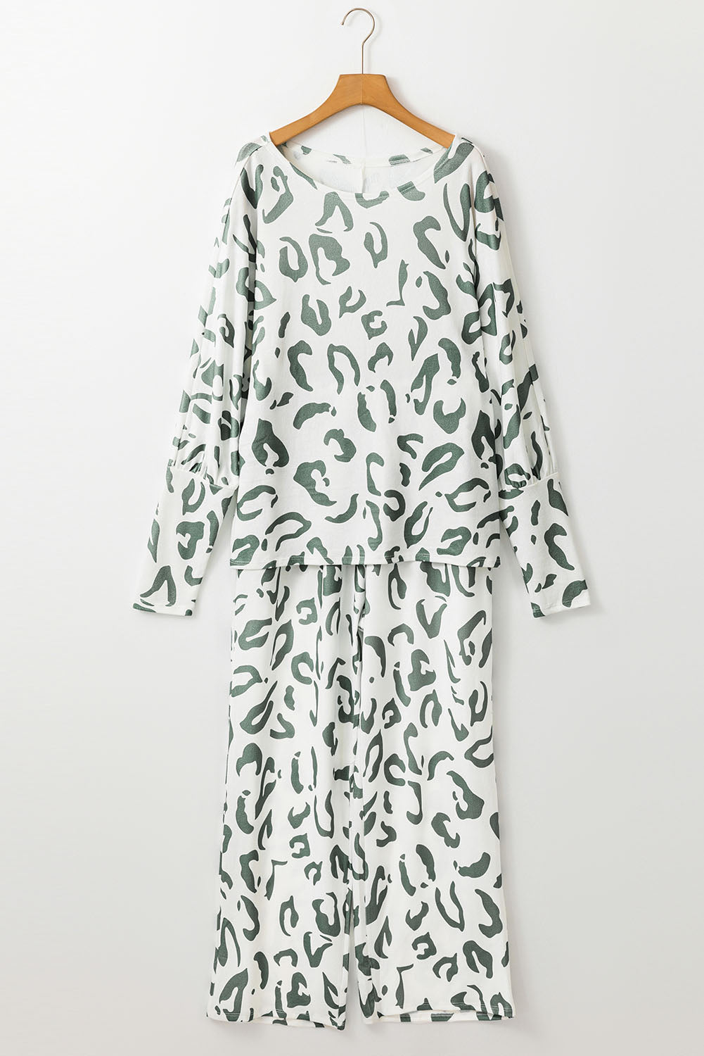 leopard animal print long sleeve and pants loungewear set