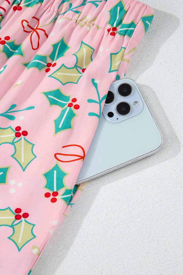 floral christmas pajamas set