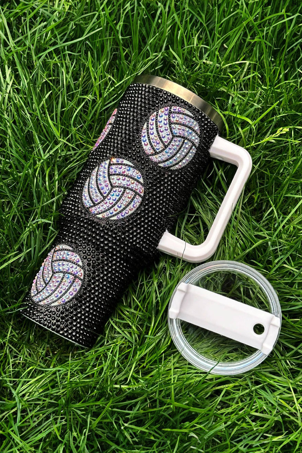 40 Oz Strass-Volleyballbecher mit Henkel