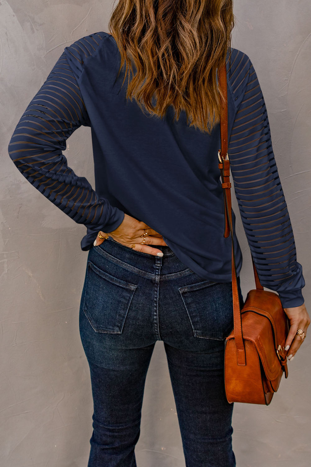 sheer stripe v neck top