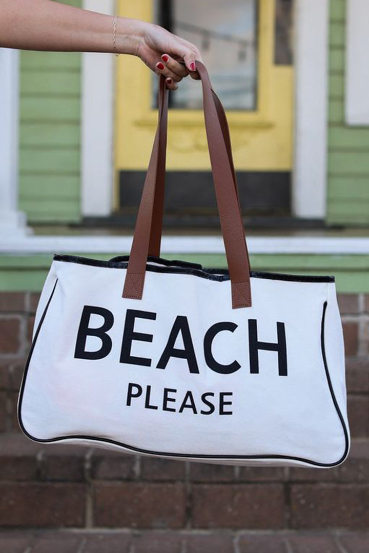 Große Canvas-Tragetasche mit „BEACH PLEASE“-Aufdruck