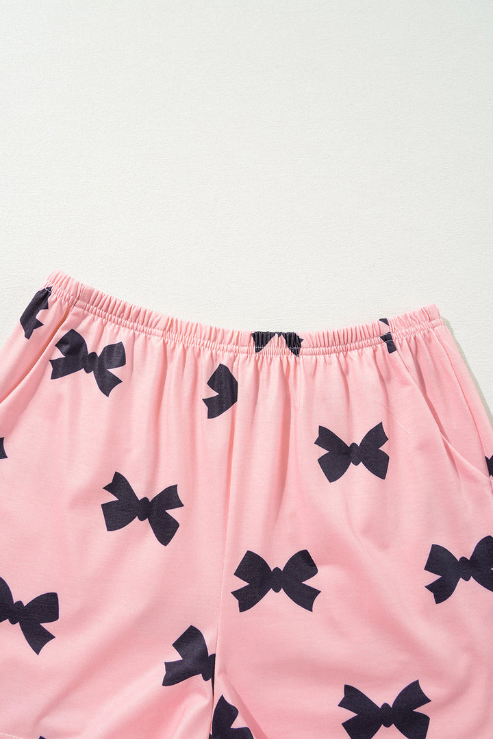 bow printed short 2pcs lounge set