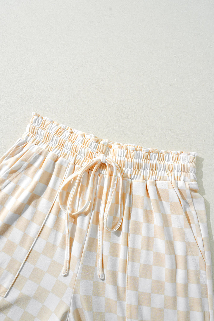 checkered print long sleeve top and pants lounge set 1