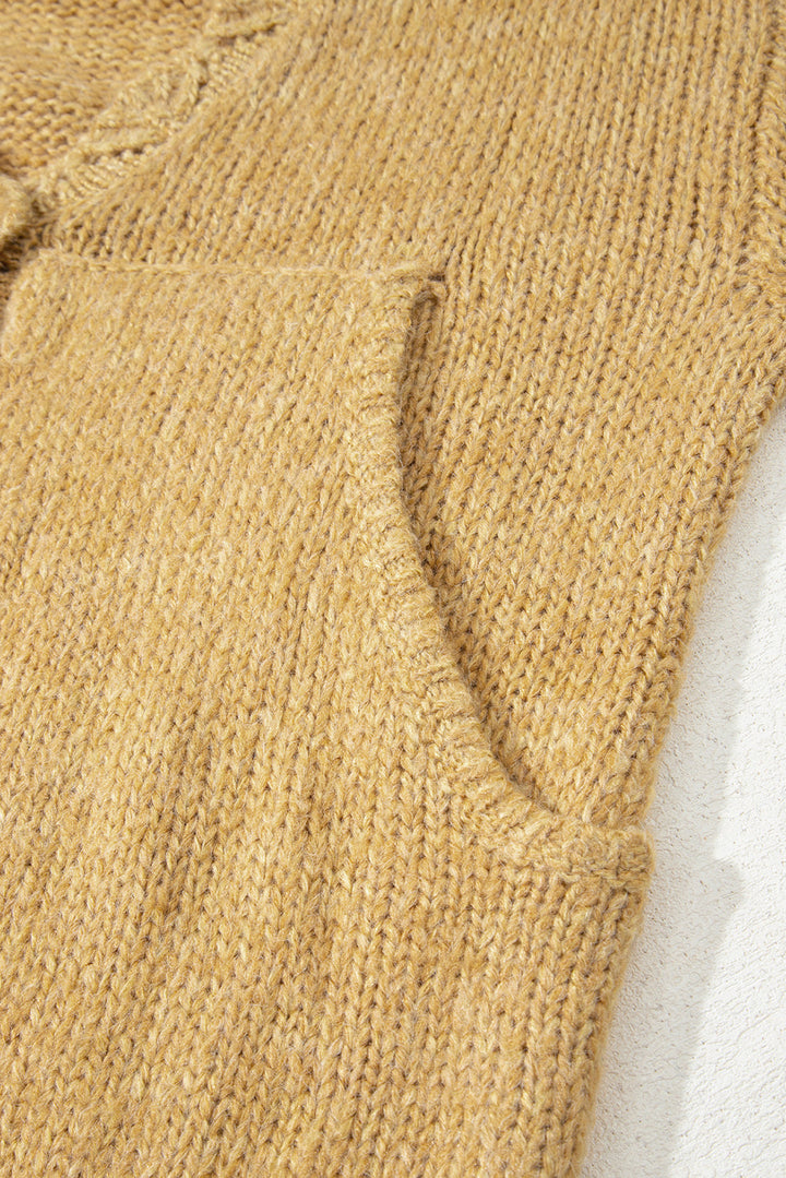 Lantern Sleeve Scallop V Neck Buttoned Front Cardigan