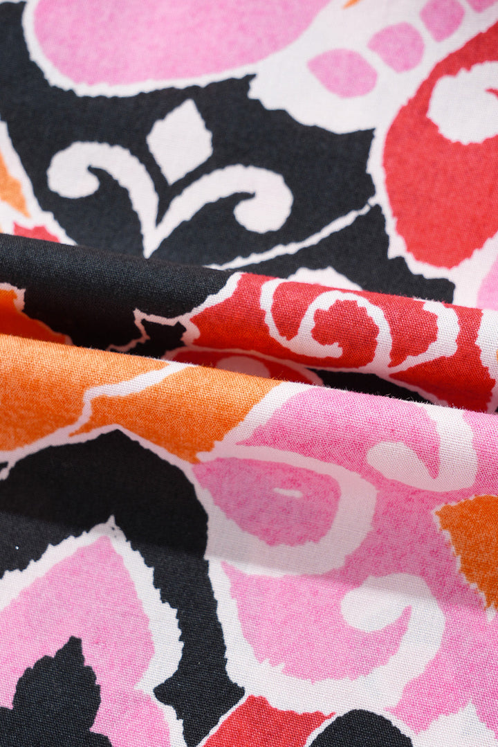 Bohemian Square Neck Puff Sleeve Mini Dress