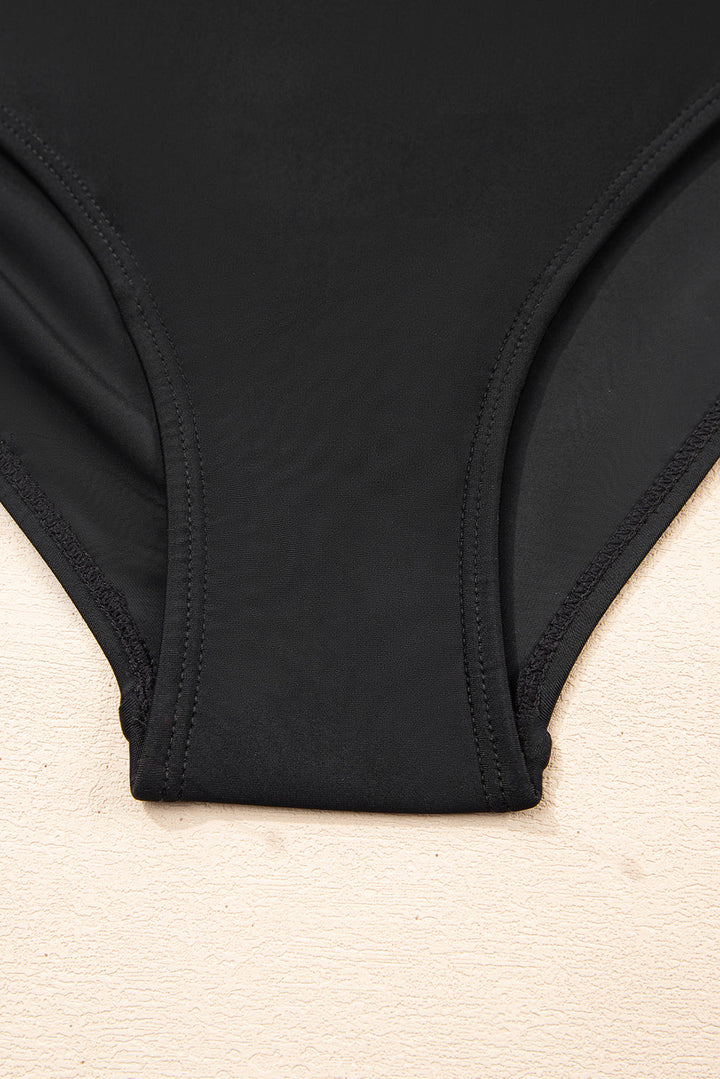 adjustable straps cutout ruched knot slit one piece swim dress 1