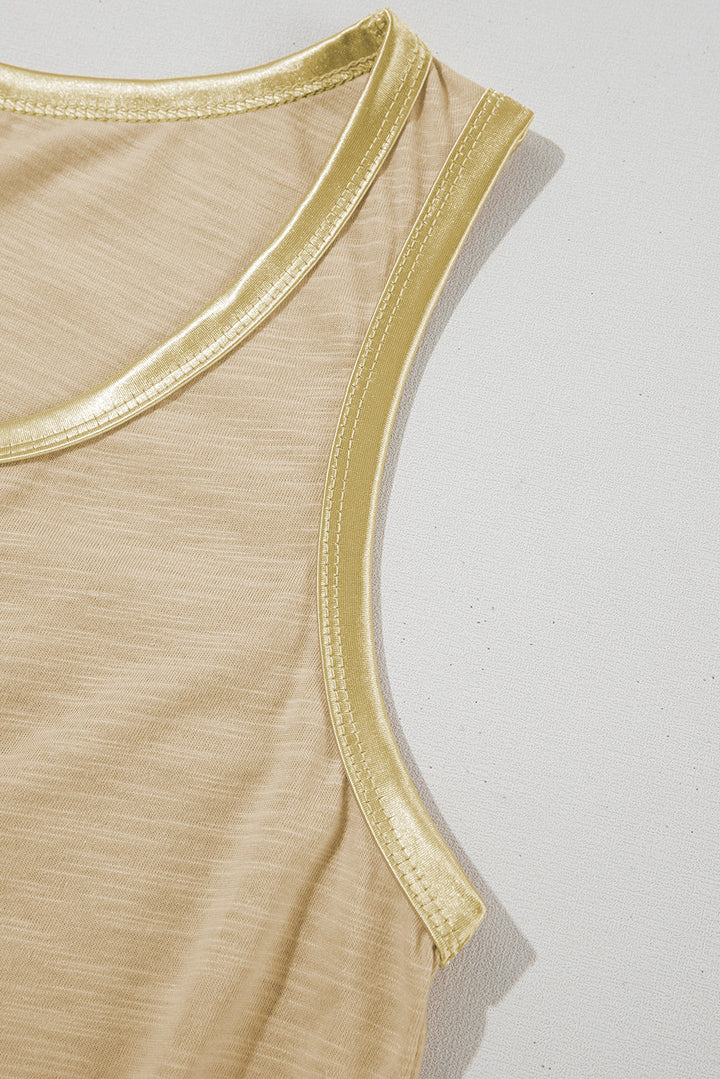 metallic sheen edge scoop neck tank top