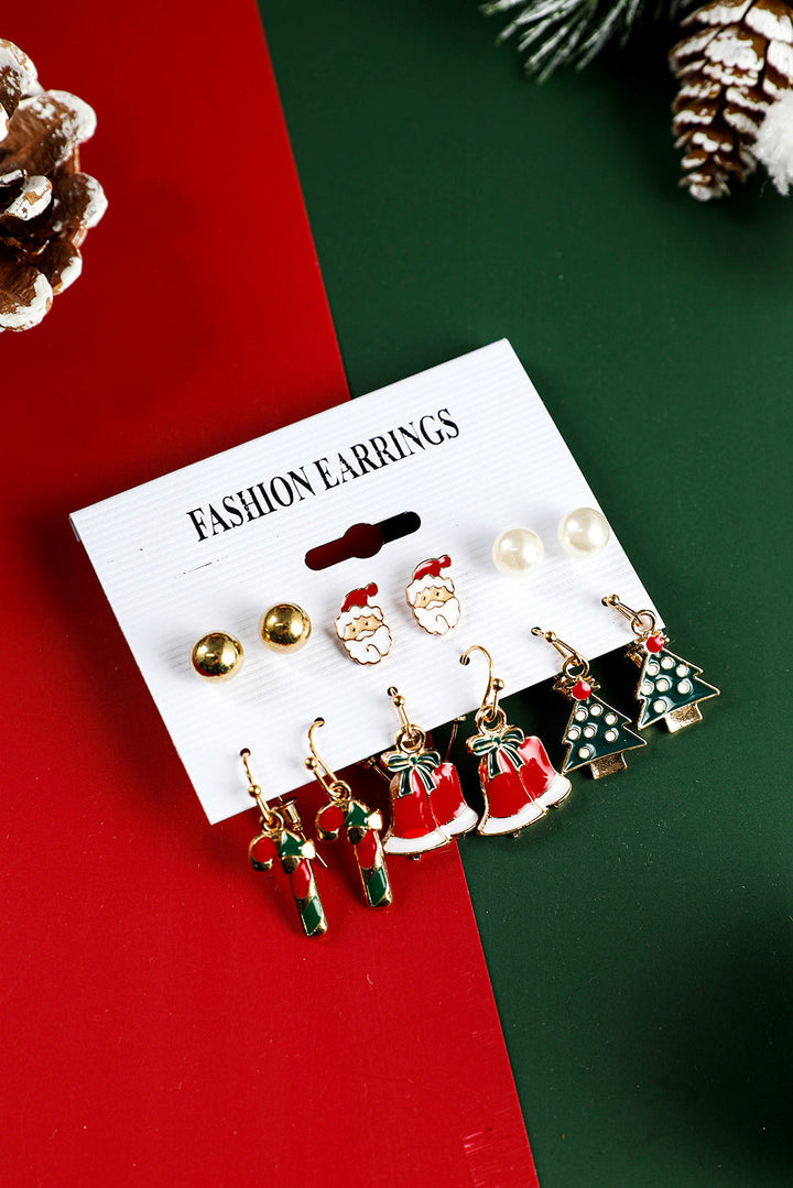 6 Pairs/Set Cartoon Christmas Theme Alloy Earring Set