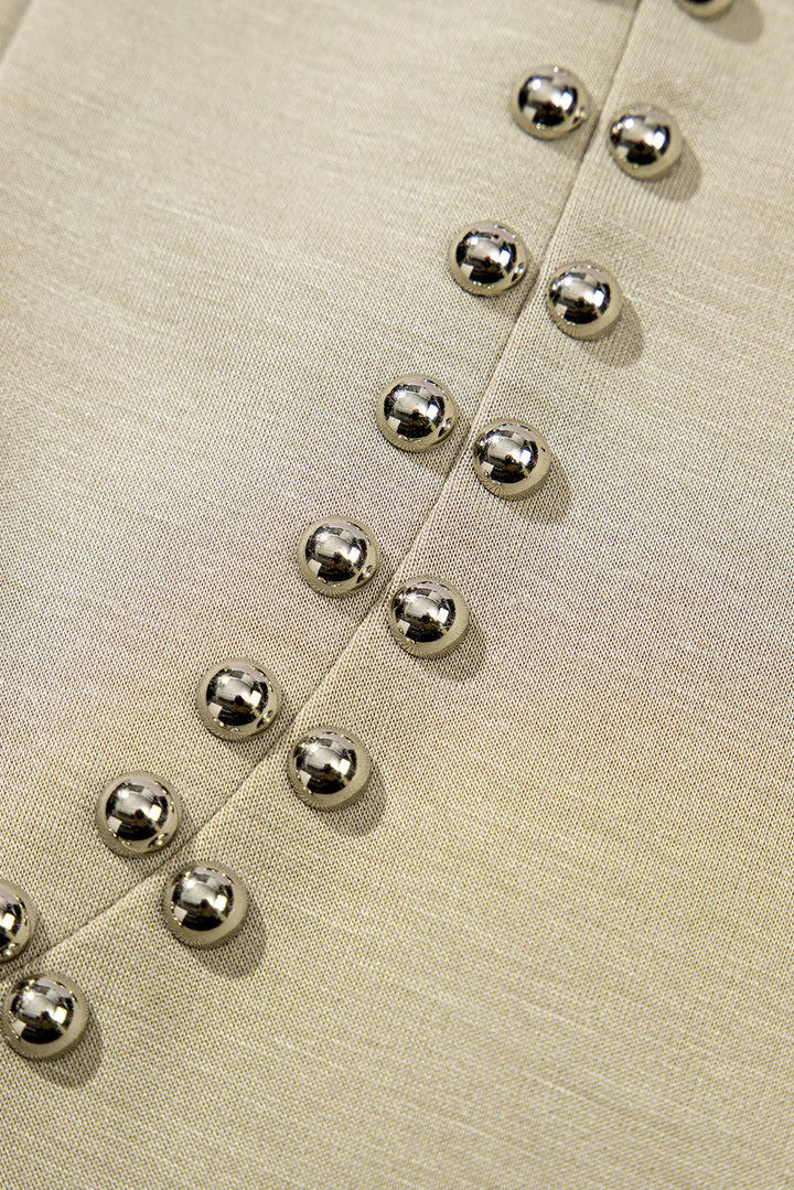 studded cap sleeve round neck t shirt