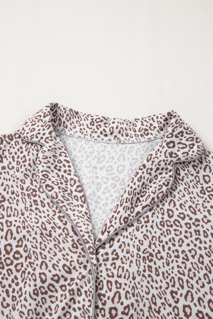 leopard print long sleeve and pants pajamas set