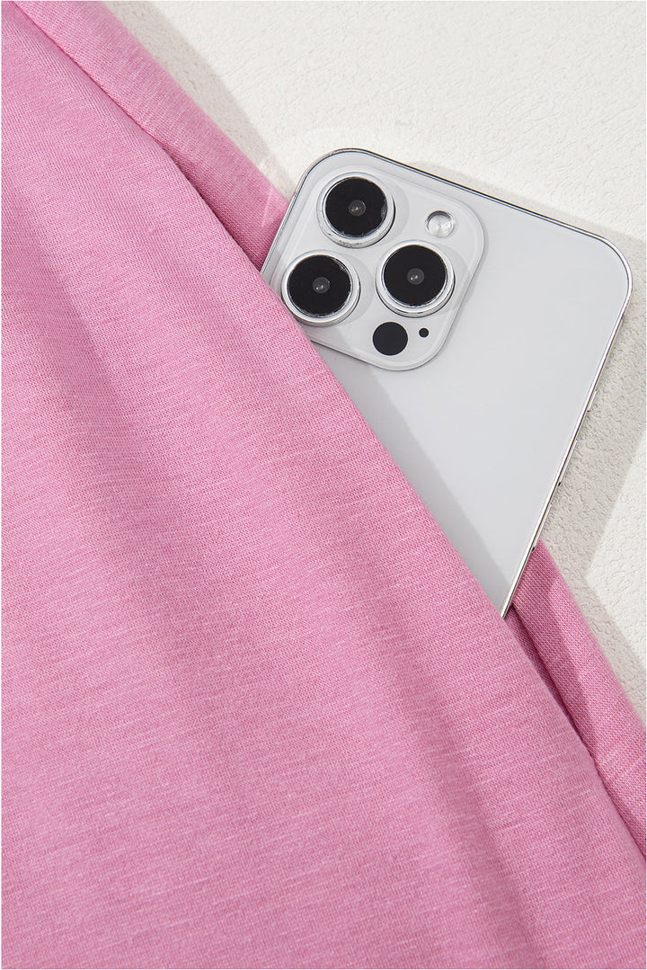 solid color t shirt high waist pocketed long dress