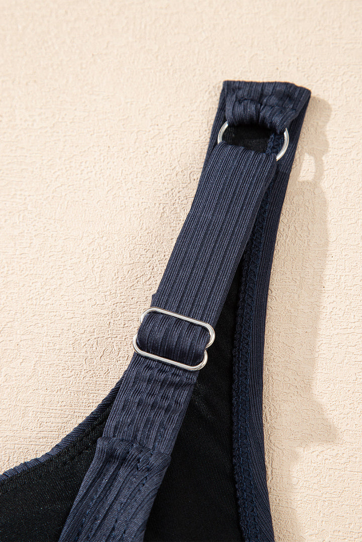 ruched u neck ribbed tankini