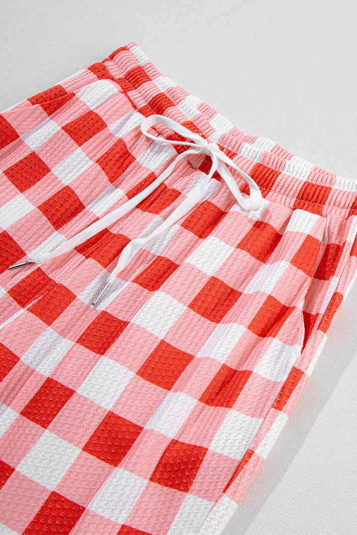 christmas claus graphic top plaid pants lounge set