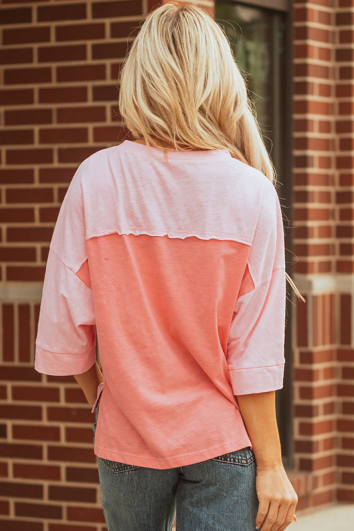 Oversize-T-Shirt mit Blumenpatches, sichtbaren Nähten und Armbandärmeln