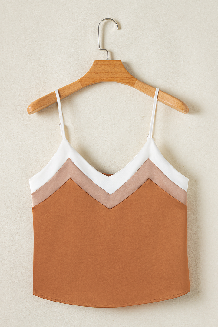 chevron color block spaghetti straps tank top