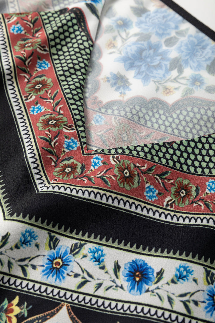 Mixed Floral Chevron Pattern Dip Hem Spaghetti Straps Tank