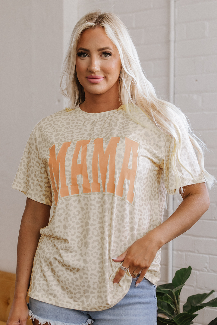 mama letter graphic leopard loose tee