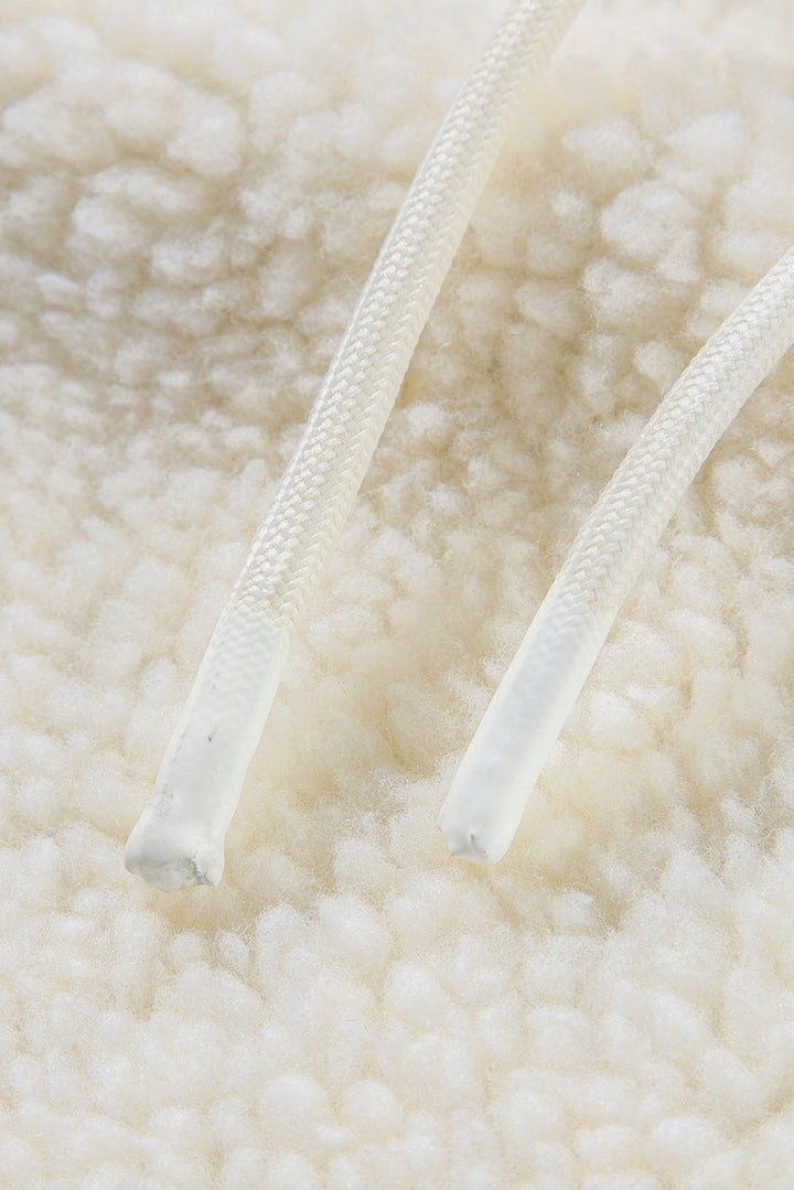 Fleece Zip Up Drawstring Hooded Pocketed Jacket