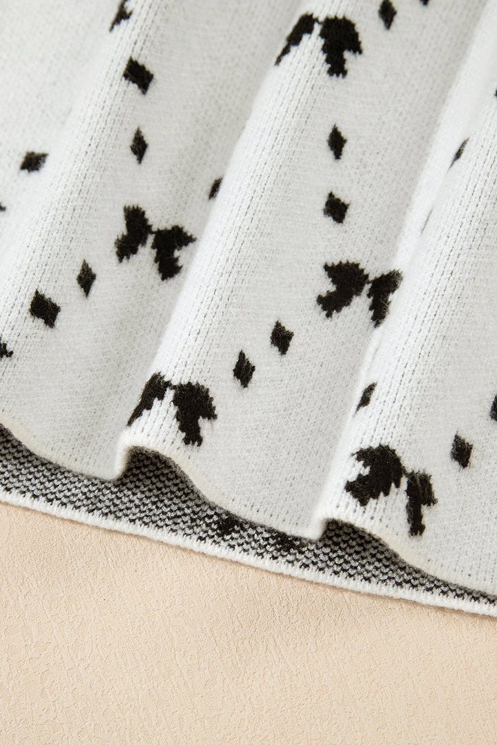 Bow Pattern Buttoned Side Cropped Sweater Vest